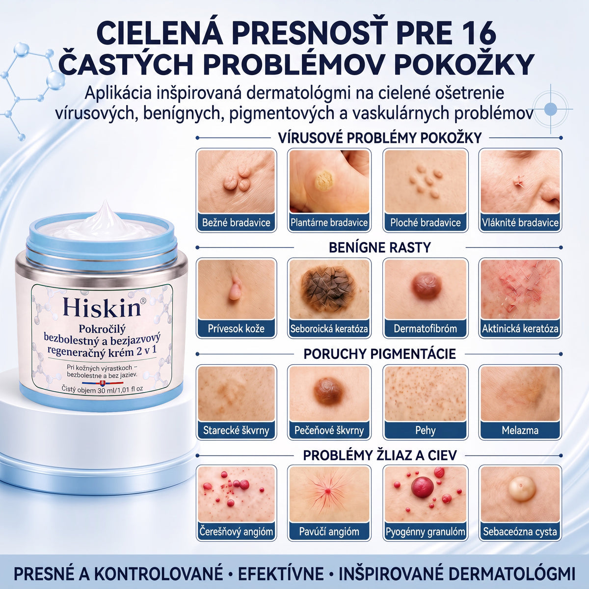 𝐇𝐢𝐬𝐤𝐢𝐧® 2-v-1 pokročilý bezbolestný krém na obnovu pokožky bez viditeľných jaziev – proti kožným výrastkom, bradaviciam a viditeľným nedokonalostiam pokožky